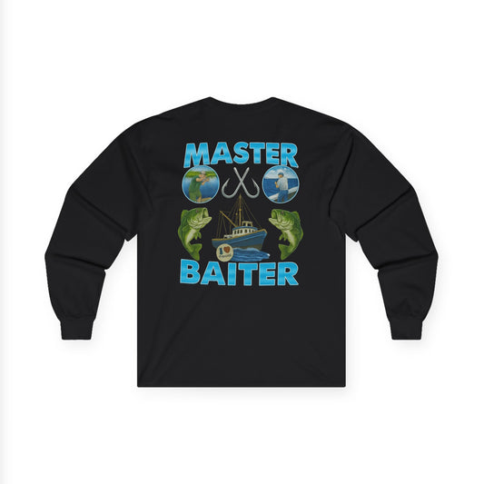 Master Baiter Long Sleeve Tee (front logo + back design) - Meme Apparel