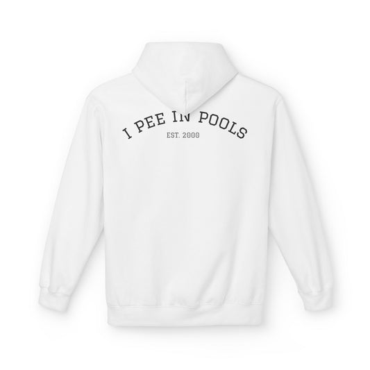 I Pee In Pools Midweight Softstyle Fleece Hoodie (front logo + back design) - Meme Apparel