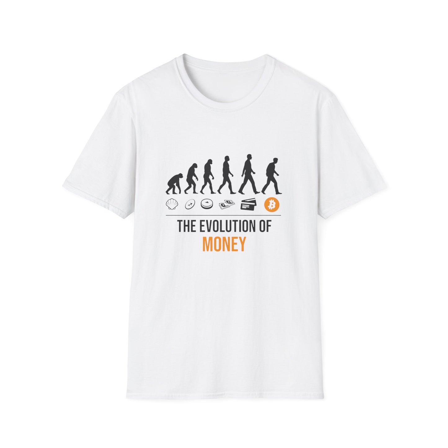 The Evolution of Money Tee (front design) – Crypto Vault Shirt