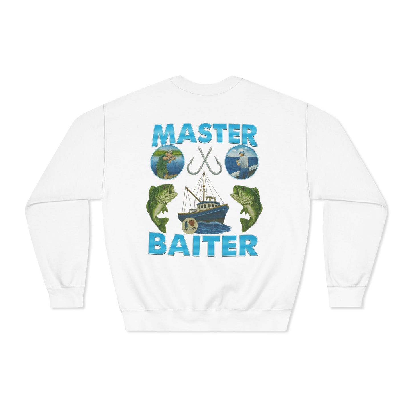 Master Baiter Dryblend Crewneck Sweatshirt (front logo + back design) - Meme Apparel