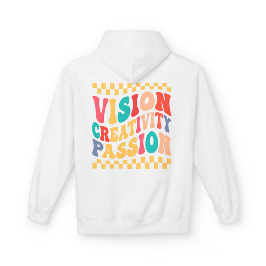 Vision Creativity Passion Midweight Softstyle Fleece Hoodie (front logo + back design) - Meme Apparel