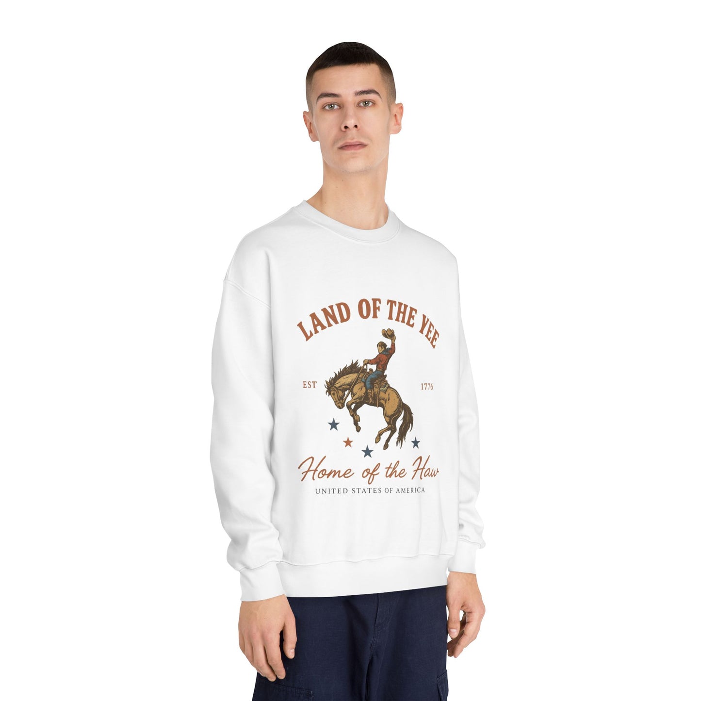 Land of the Yee, Home of the Haw Crewneck Sweatshirt (front design) – American Pride Pullover