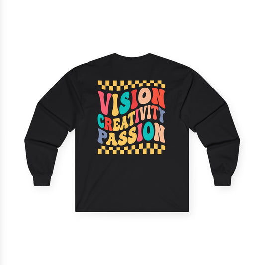 Vision Creativity Passion Long Sleeve Tee (front logo + back design) – Meme Culture Shirt