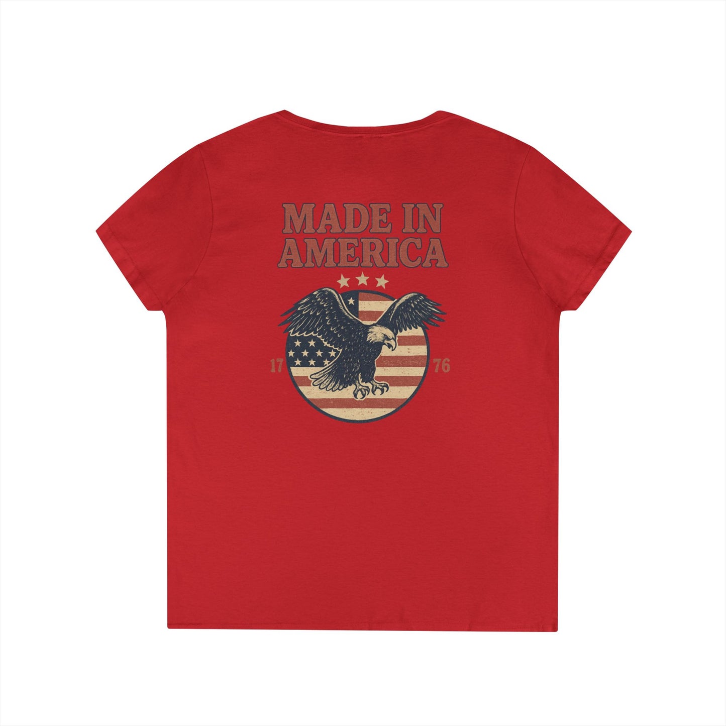 Made in America Tee (front logo + back design) – American Pride Ladies V-Neck