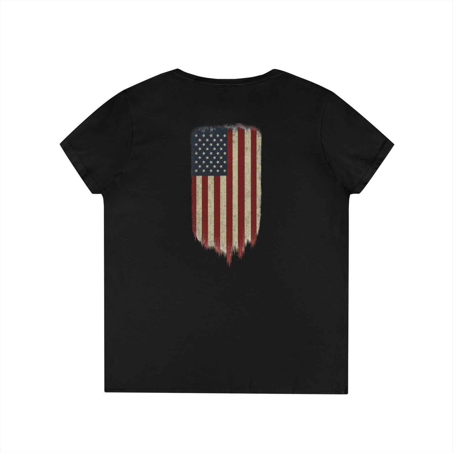 American Flag Tee (front logo + back design) – American Pride Ladies V-Neck
