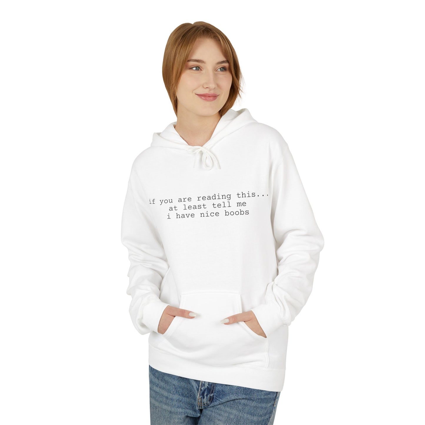 Nice Boobs Midweight Softstyle Fleece Hoodie (front design) – Meme Apparel
