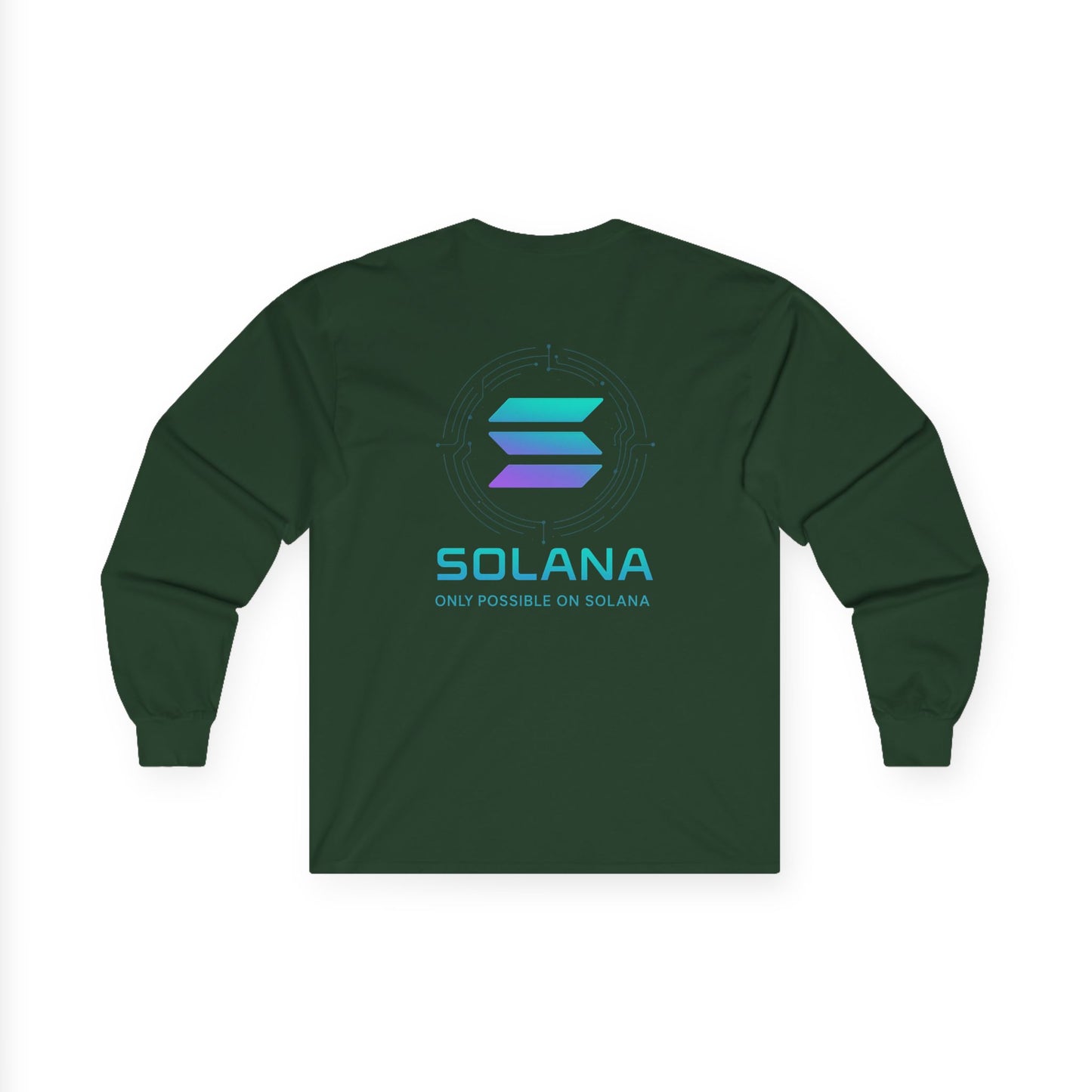Only Possible on Solana Long Sleeve Tee (front logo + back design) – Crypto Vault Shirt