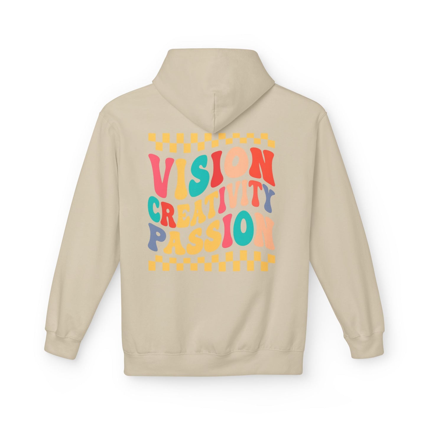 Vision Creativity Passion Midweight Softstyle Fleece Hoodie (front logo + back design) - Meme Apparel