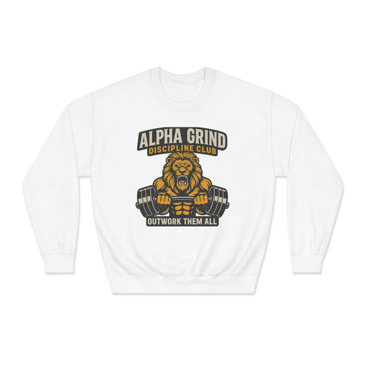 Alpha Grind DryBlend Crewneck Sweatshirt (front design) – Gym Apparel