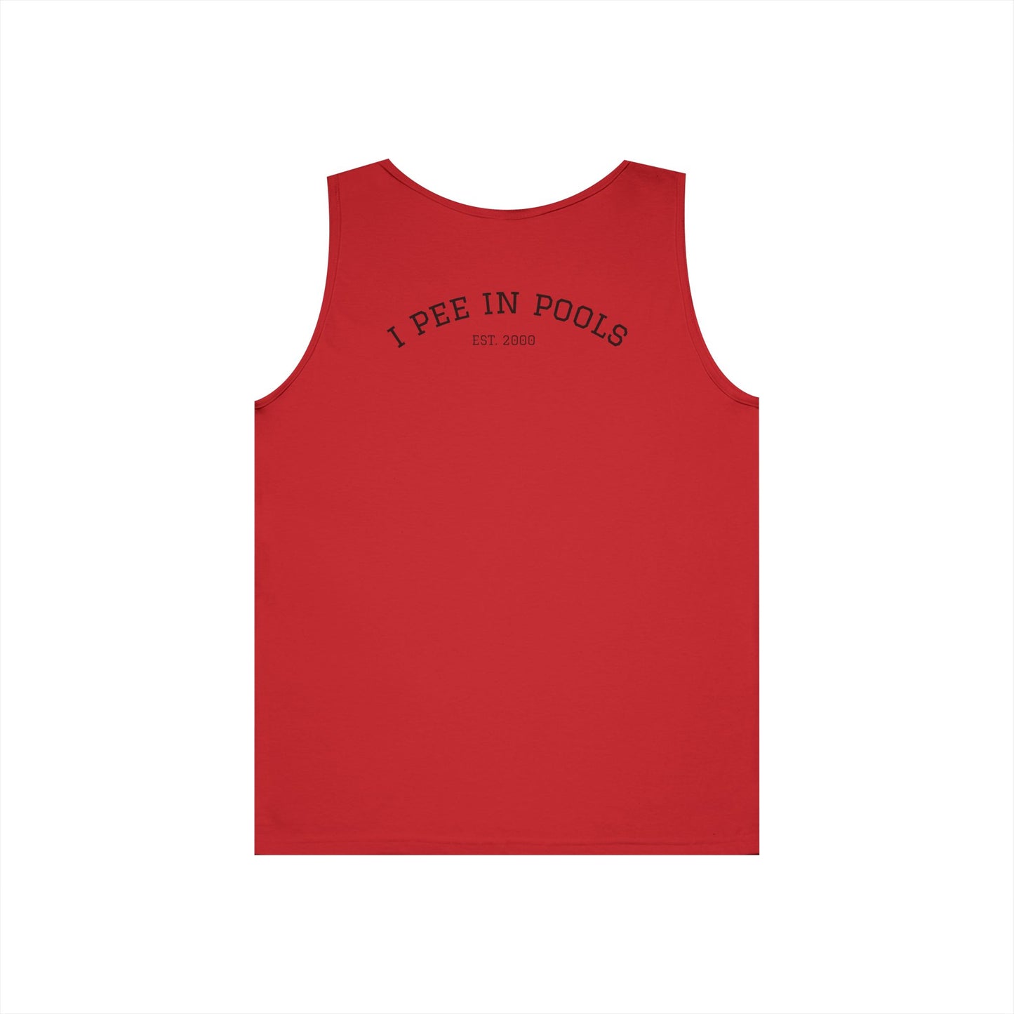 I Pee In Pools Tank Top (front logo + back design) - Meme Apparel