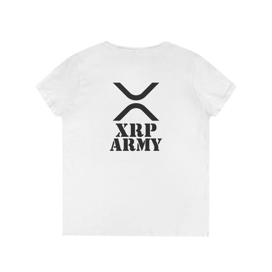 XRP Army Ladies' Tee (front logo + back design) Ladies V-Neck T-Shirt