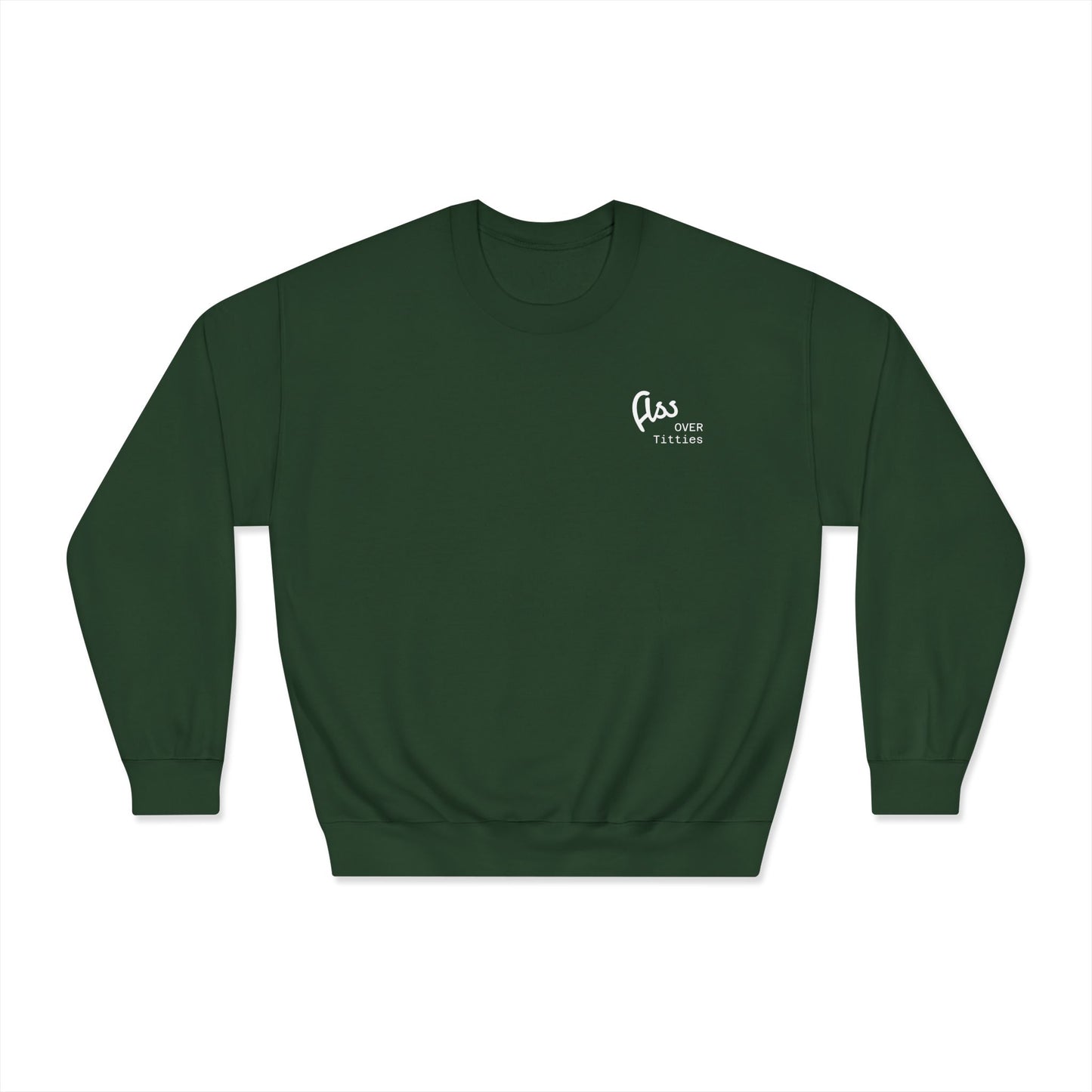 Ass Over Titties Dryblend Crewneck Sweatshirt (front design) - Meme Apparel