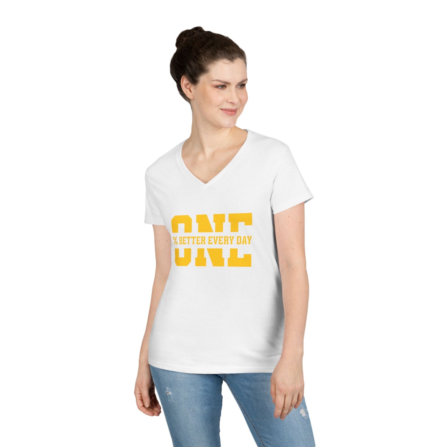 1% Better Every Day Tee (front design) – Discipline Club Ladies V-Neck