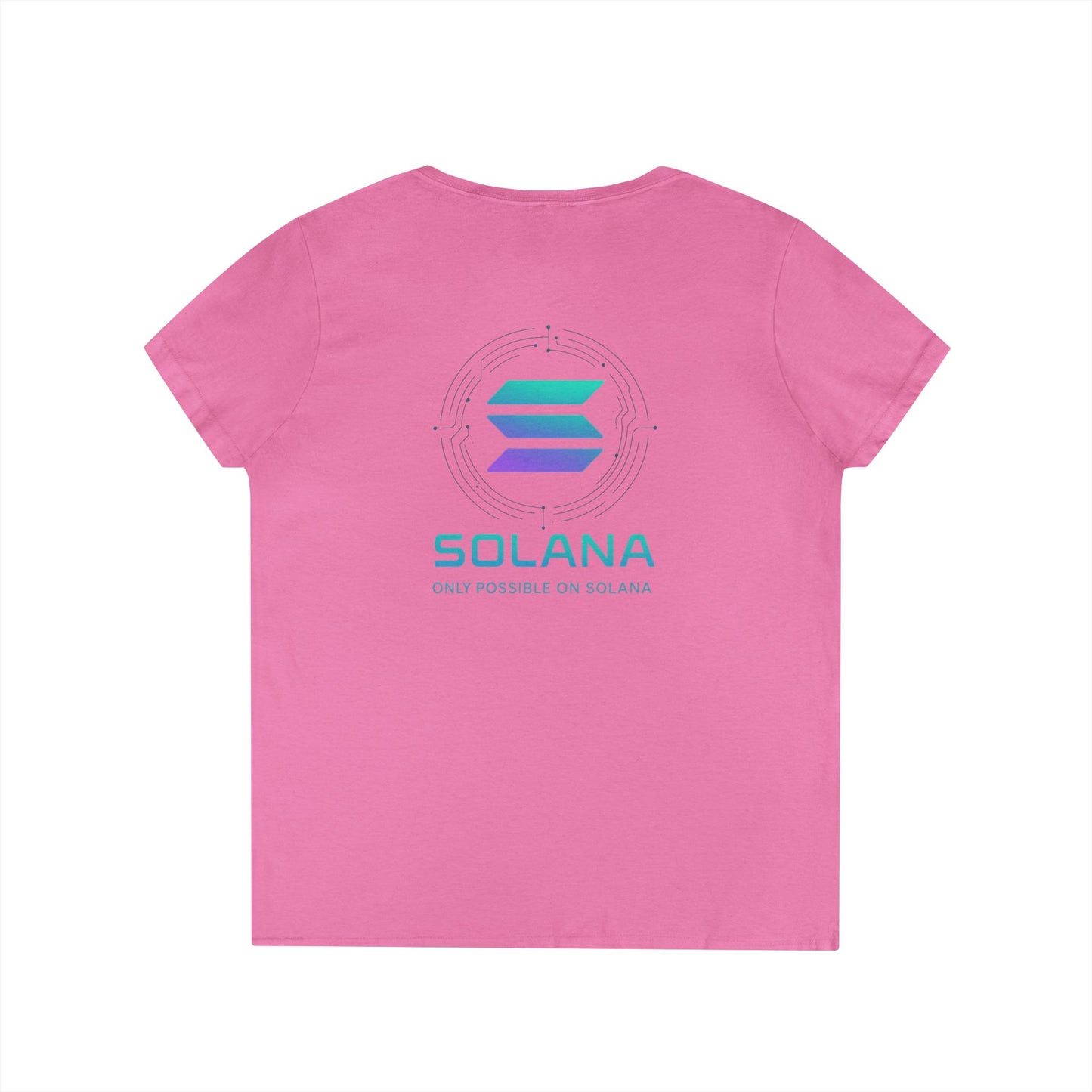 Only Possible on Solana V-Neck Tee (front logo + back design) – Crypto Vault Shirt