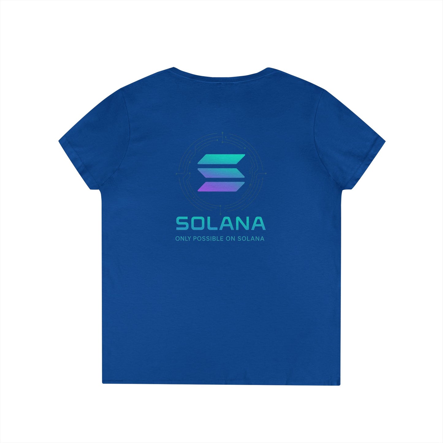 Only Possible on Solana V-Neck Tee (front logo + back design) – Crypto Vault Shirt