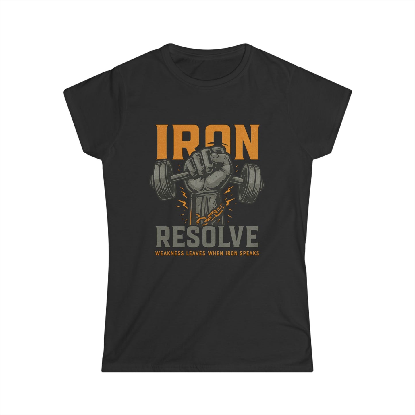 Iron Resolve Women’s Tee (front design) – Gym Apparel