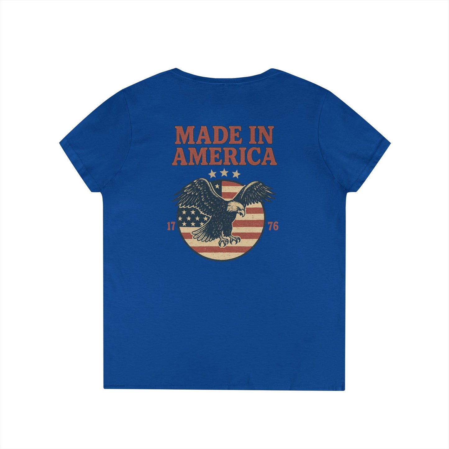 Made in America Tee (front logo + back design) – American Pride Ladies V-Neck