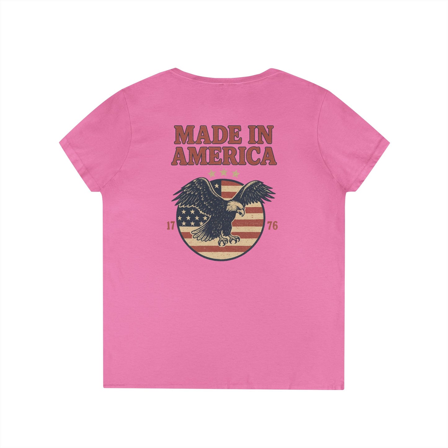 Made in America Tee (front logo + back design) – American Pride Ladies V-Neck