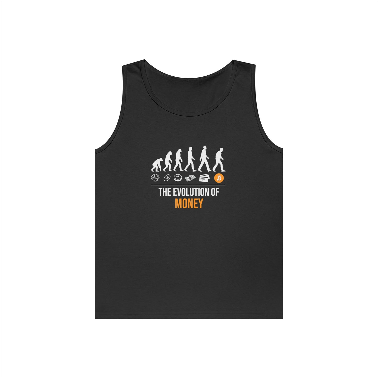 The Evolution of Money Tank Top (front design) – Crypto Vault Shirt