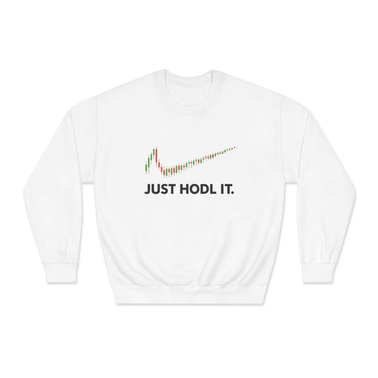 Just HODL It Crewneck Sweatshirt (front design) – Crypto Vault Pullover