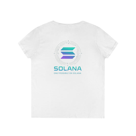 Only Possible on Solana V-Neck Tee (front logo + back design) – Crypto Vault Shirt