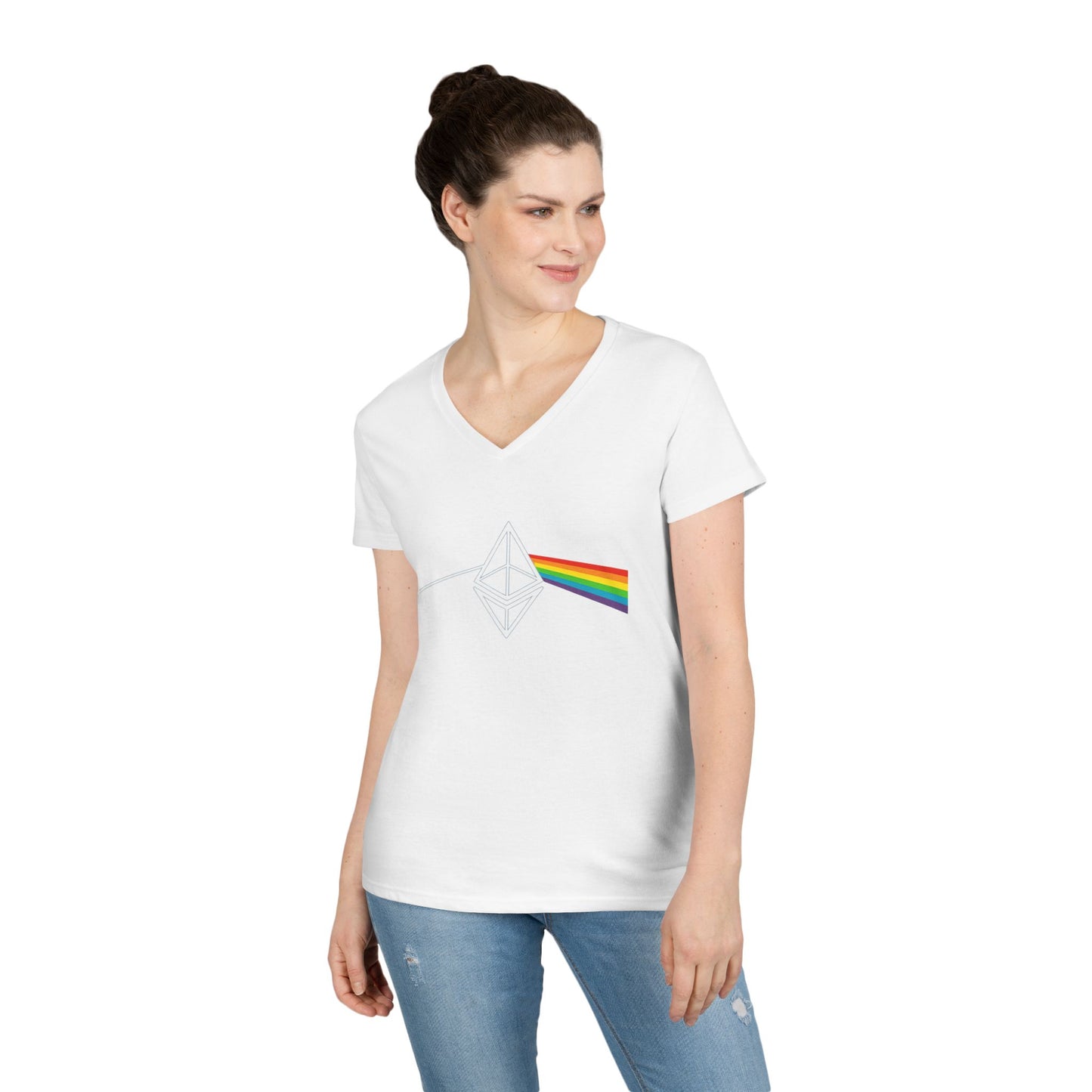 Ethereum Dark Side of the Moon V-Neck Tee (front design) – Crypto Vault Shirt