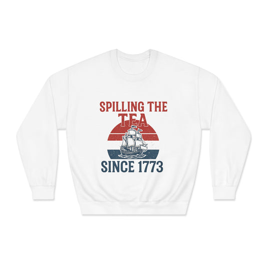 Spillin’ the Tea Since 1773 Crewneck Sweatshirt (front design) – American Pride Pullover