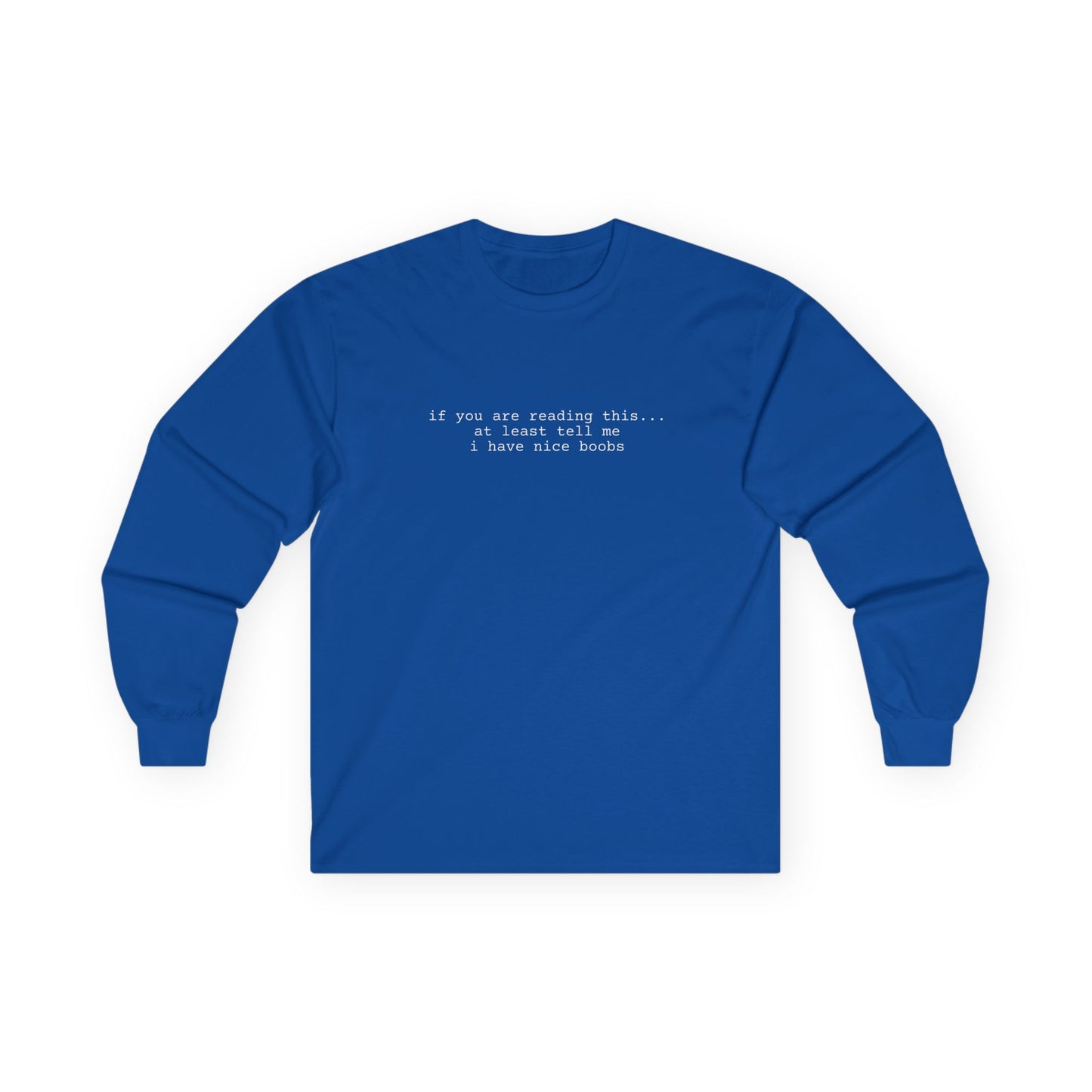 Nice boobs Long Sleeve Tee (front design) - Meme Apparel