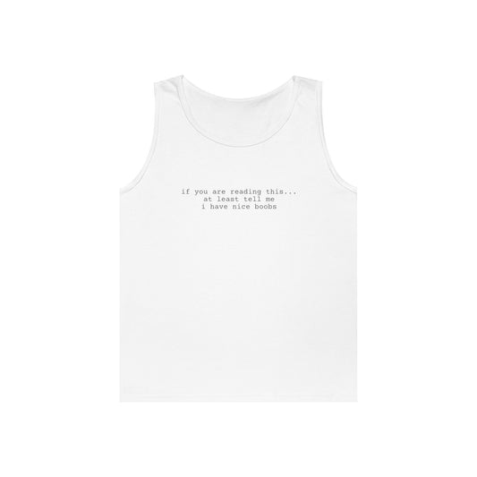 Nice Boobs Tank Top (front design) - Meme Apparel