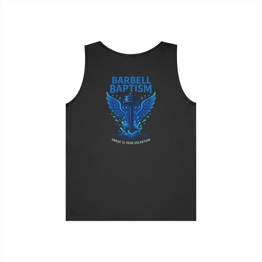 Barbell Baptism Tank Top (front logo + back design) – Gym Apparel