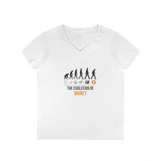 The Evolution of Money V-Neck Tee (front design) – Crypto Vault Shirt