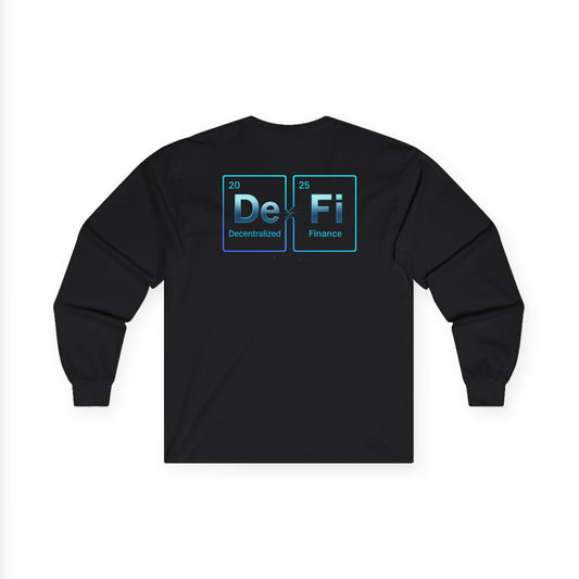 Decentralized Finance Long Sleeve Tee (front logo + back design) – Crypto Vault Shirt