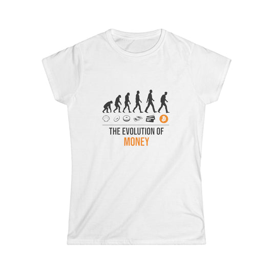 The Evolution of Money Tee (front design) – Crypto Vault Women’s Shirt