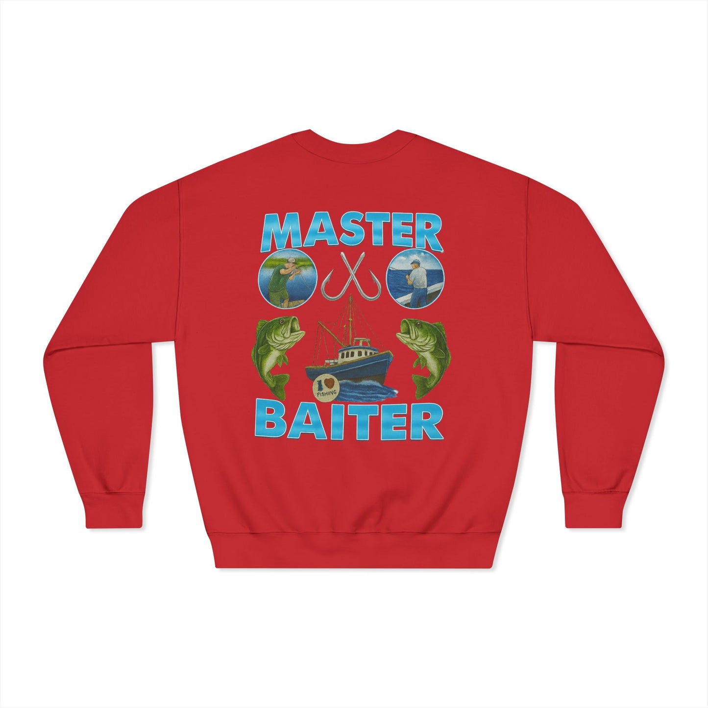 Master Baiter Dryblend Crewneck Sweatshirt (front logo + back design) - Meme Apparel