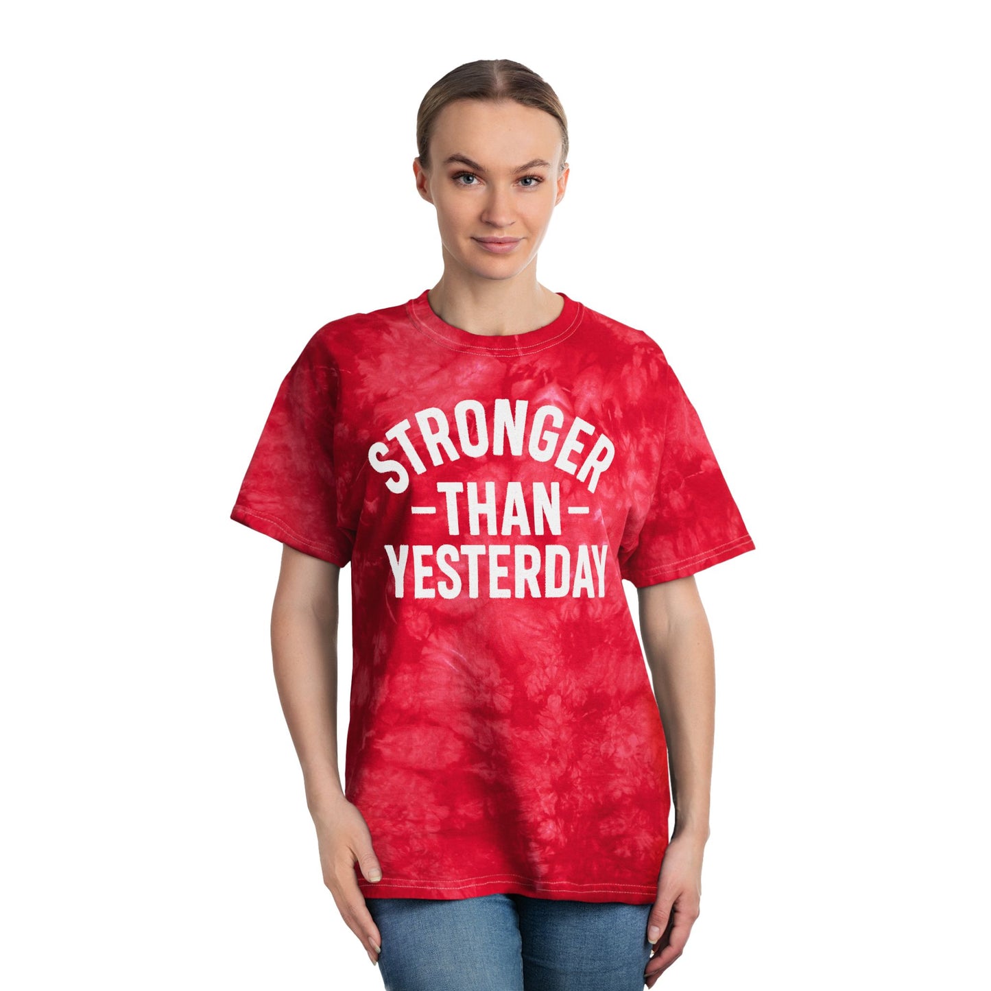Stronger Than Yesterday Tie-Dye Tee (front design) – Discipline Club Shirt