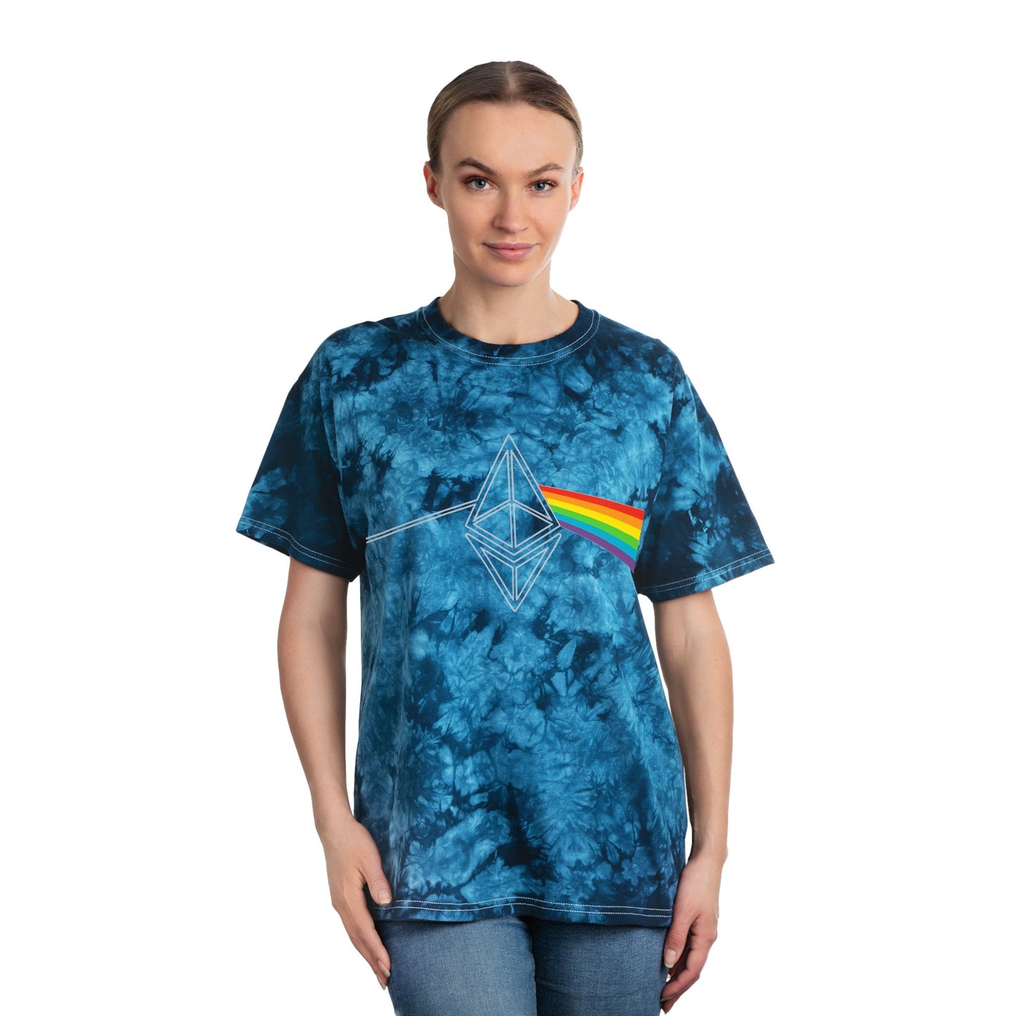 Ethereum Dark Side of the Moon Tie-Dye Tee (front design) – Crypto Vault Shirt