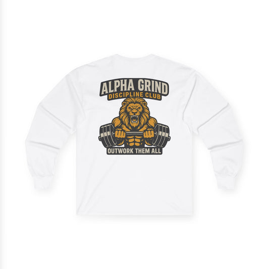 Alpha Grind Long Sleeve (front logo + back design) – Gym Apparel