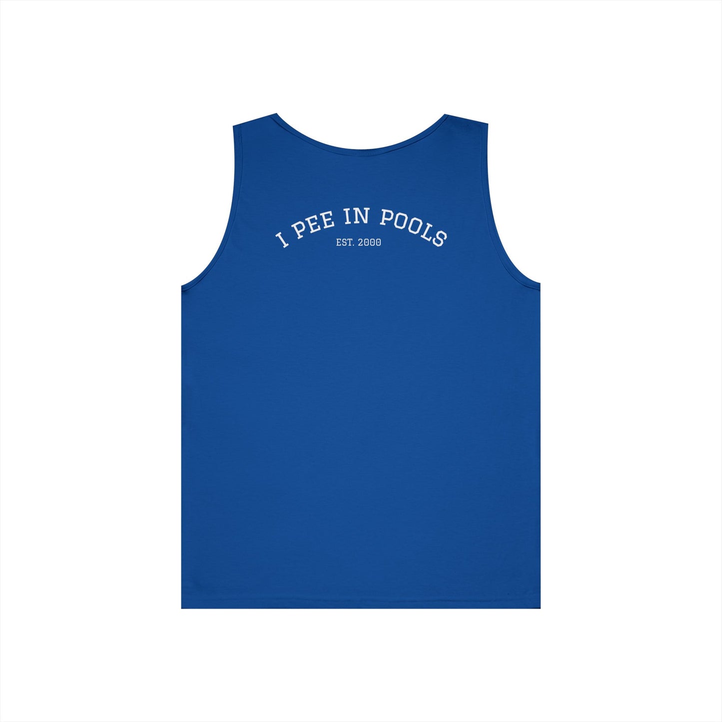 I Pee In Pools Tank Top (front logo + back design) - Meme Apparel