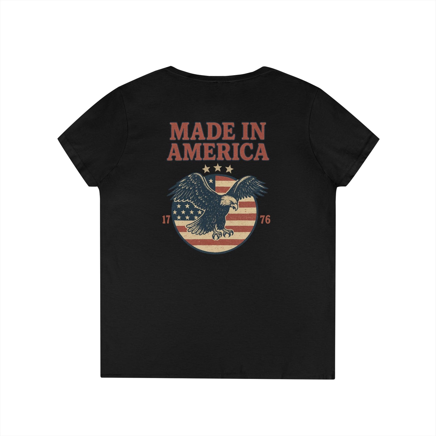 Made in America Tee (front logo + back design) – American Pride Ladies V-Neck